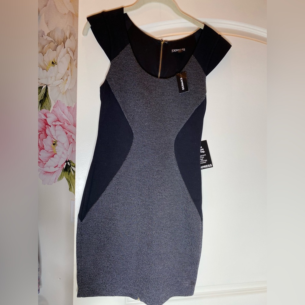 Express black and tweed midi dress